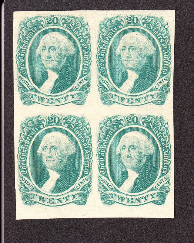 US CSA 13 20c Washington Mint Block of 4 VF OG LH SCV $200 