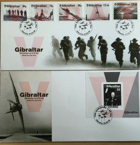 GIBRALTAR 2020  75TH ANNIV VE DAY SG1888/1892 MS1893 FIRST DAY COVERS