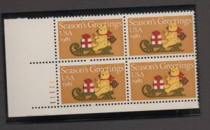 Scott # 1940 unused MNH Plate Block of 4