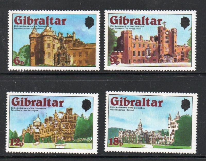 Gibraltar Sc  365-368 1977 25th Anniversary Cooronation QE II stamp set mint NH