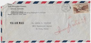 1951 Balboa Heights, Canal Zone to El Paso, TX Airmail solo 6c Official (58891)