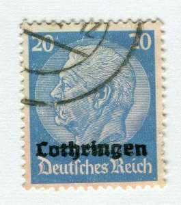 GERMANY; LORRAINE 1940 early Hindenburg Optd. issue fine used 20pf. value