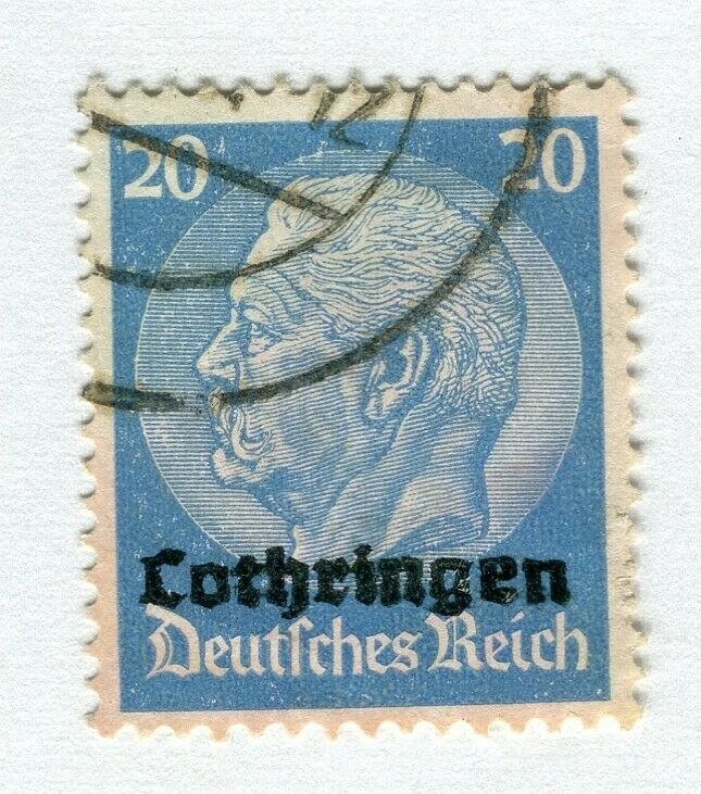 GERMANY; LORRAINE 1940 early Hindenburg Optd. issue fine used 20pf. value