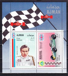 Ajman, Mi cat. 370, BL93 A. Racing Car Driver s/sheet. ^