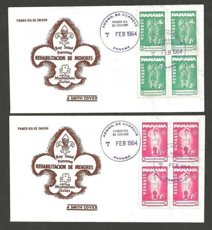 1964 Panama Boy & Girl Scouts blocks -10 Smith FDCs