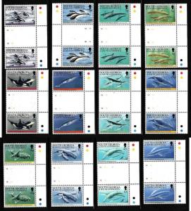 South Georgia-Sc#178-89-unused NH set in gutter pairs-Whales