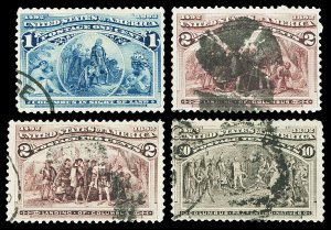 Scott 230,231, 237 1c-10c Columbian Issues Used Fine+ Cat $9