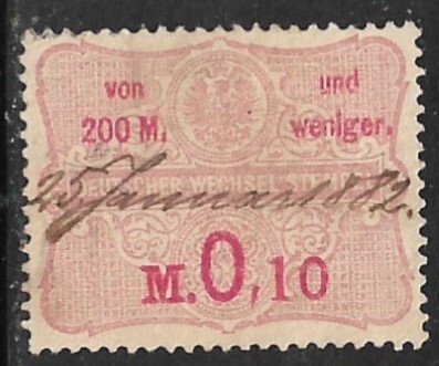 GERMANY 1879 0.10m Arms Bill of Exchange Revenue Erler No.AJ65 VFU