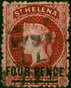 St Helena 1868 4d Carmine SG14 Type B Words 18mm Fine Used