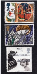 Great Britain 1991-96 18p & 18p Christmas, 37p Women Scott 1416, 1468, 1696 used