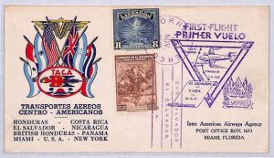 EL SALVADOR Air Mail Cover *TACA* FIRST FLIGHT USA Miami 1948 {samwells}YU65