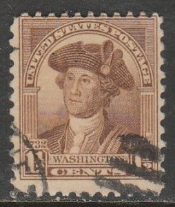 U.S. 706, 1½¢ WASHINGTON BICENTENNIAL ISSUE. USED. F. (677)