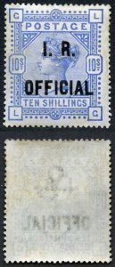 SGO10 10/- on white paper opt with FAKED IR OFFICIAL Mint Strong Colour