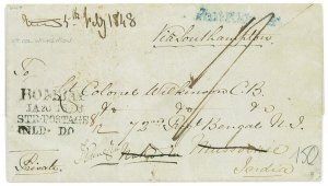 P2909 - BRITAIN 1847 FOLDED LETTER FROM G.B. TO INDIA TO MASSORIE-