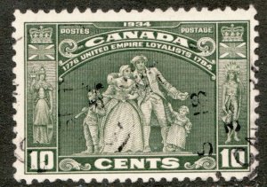 1934 Canada Sc #209 - 10¢ - Loyalists Statue - Used stamp, mute cancel Cv $10