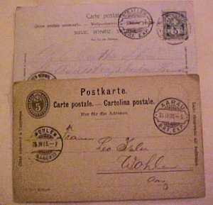 SWITZERLAND 2 RFAZOR BLADE CANCELS ST.GALLEN 1904,AARAU 1905