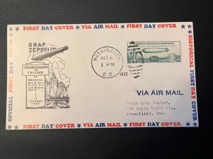 scott C18 ADDR FACSIMILE FDC 50c graf zeppelin century of progress