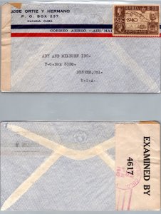 1942 Cuba (Havana) Slogan to United States + US Censor Tape #4617 ( Postal Hi...