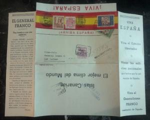 1937 Gran Canaria Spain Civil War Censored Brochure Cover To Las Palmas