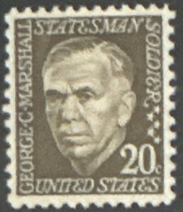 Scott #1289 1967 20¢ Prominent Americans George C. Marshall MNH OG VF