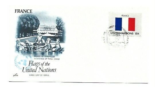 United Nations #334 15c Flag Series 1980, France, ArtCraft FDC