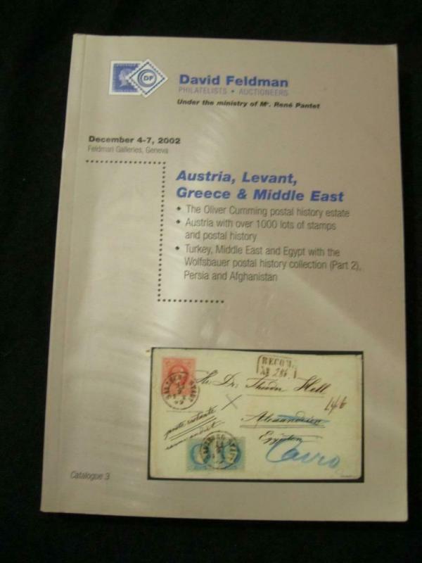 FELDMAN AUCTION CATALOGUE 2002 AUSTRIA LEVANT GREECE & MIDDLE EAST