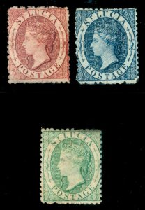 MOMEN: ST. LUCIA SG #5-8 1863 P12.5 CROWN CC MINT OG H/1NH(#7) LOT #60352