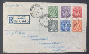 1938 Soufriere St Lucia First Day Cover  FDC To  Invergowrie Scotland