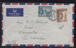 SOMALILAND COVER (P0412B)    1960    QEII  30C+1/- A/M TO IRELAND