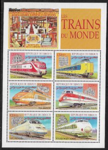 Djibouti #803 MNH Mini Sheet - Trains - Locomotives