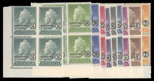 Christmas Island #1-10 Cat$87.60, 1958 QEII, complete set in blocks of four, ...