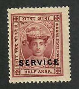 Indore State- India;  Scott O1; 1904; Unused; H