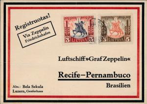 1933 Riga Latvia Graf Zeppelin Postcard cover to Brazil