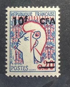 Réunion 1966 Scott 357 MNH - 10f CFA on 20c, Marianne de Cocteau surcharged