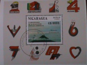 ​NICARAGUA-1989 10TH ANNIV: VOLCANO CONCEPTION-CTO- S/S VF-LAST ONE