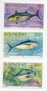 St. Vincent #472-4 MNH, part set high values, various fish, issued 1976