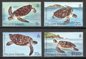 Pitcairn Islands Scott 266-69 MNHOG - 1986 Sea Turtles Set - SCV $7.90