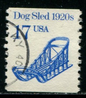 2135 US 17c Dog Sled coil, used sgl