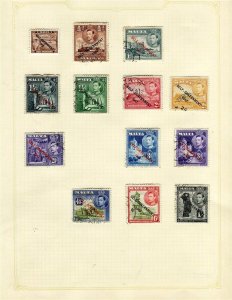 MALTA; 1940s early GVI issues useful used range of values on album page