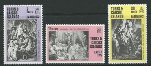 TURKS & CAICOS IS. SG365/7 1972 EASTER  MNH