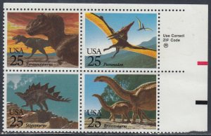 Scott 2425a MNH UR Zip Blk - Prehistoric Animals
