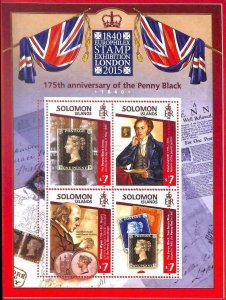 A4910 - SALOMON ISLANDS - ERROR MIPERF Miniature s: London 2015, Black Penny...-