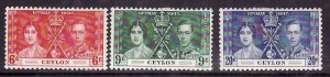 Ceylon-Sc#275-7- id8-unused heavy hinged Omnibus set-KGVI Coronation-1937