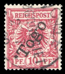 German Colonies, Togo #3 (Mi. 3b) Cat€200, 1897 10pf dark rose red, used, w...