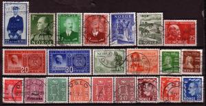 Norway mixed lot 1920-1960,used Cat.$8.00