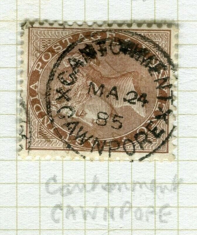 INDIA; POSTMARK fine used cancel on QV issue, Cawnpore Cant.