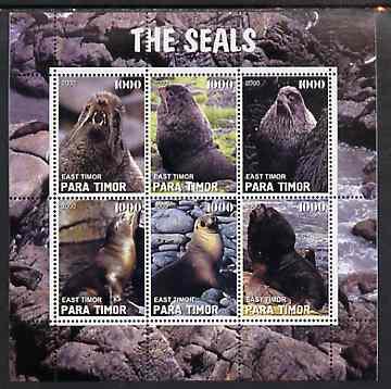 Timor (East) 2000 The Seals #1 perf sheetlet containing 6...