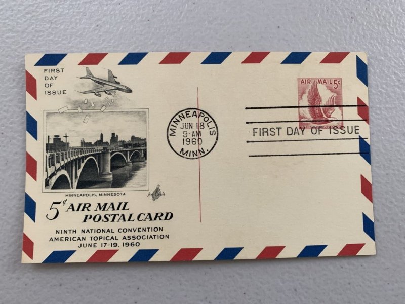 1960 FDC 5c Eagle Airmail postcard SCott UXC3 