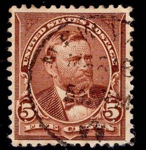 US Stamp #255 5c Chocolate Grant USED SCV $9.00