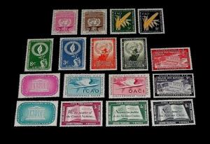 U.N.1954-1955, NEW YORK #23-37 YEAR SET ISSUES, SINGLES, MNH, NICE! LQQK!